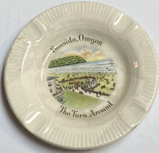 Vintage Seaside Oregon The Turn About Ceramic Cigarette Cigar Ashtray ENCO Rare