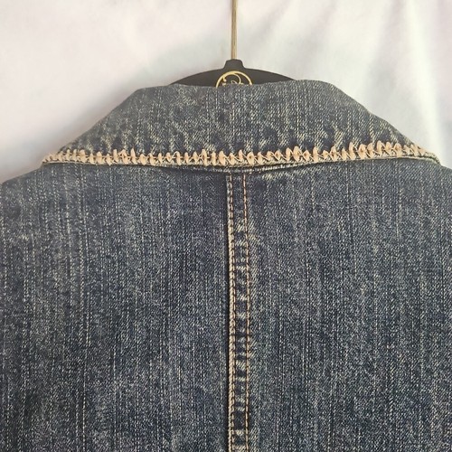 Vintage Axcess Jean Jacket by Liz Claiborne Women's Size 12 Embroidered Collar - Picture 9 of 10