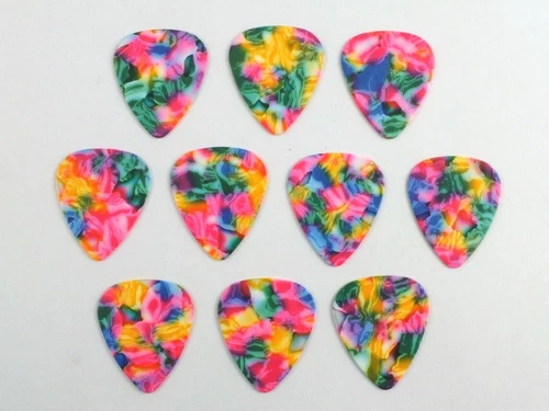 TEAR DROP PLECTRUMS PICKS 10 Multi-Coloured in 3 gauges Celluloid Teardrop