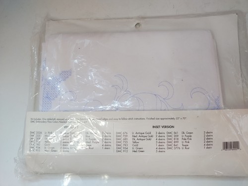 Bucilla Special Edition Floral Elegance Tablecloth Stamped Fabric 1996 Rectangle - Picture 6 of 9