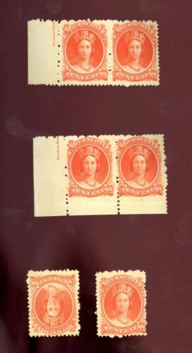 1860 NOVA SCOTIA CANADIAN PROVINCE #12 VF MH Pair LOT Queen Victoria 10 cent - Picture 1 of 8