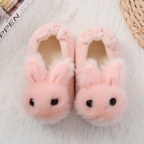 Winter Warm Indoor Baumwolle Plüsch Schuhe Kinder Mädchen Cartoon Kaninchen Hausschuhe Neu - Bild 7 von 13