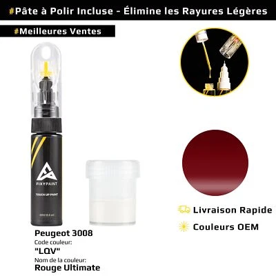 Peinture de retouche pour Peugeot 3008 Code: LQV Rouge Ultimate - Photo 1/4