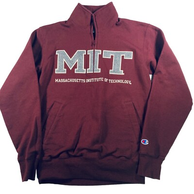 Champion Mens Maroon MIT Embroidered Felt Logo 1/4 Zip