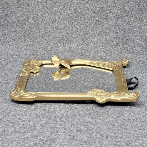 Vintage Art Nouveau Solid Brass Vanity Mirror Lady of the Lake Flowers 9,5" - Picture 6 of 18