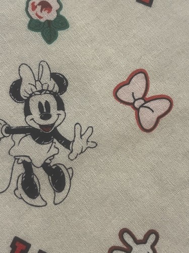 Mantel acolchado de tela Mickey Minnie Mouse vintage 65” X 42” puerta trasera fiesta - Imagen 5 de 11