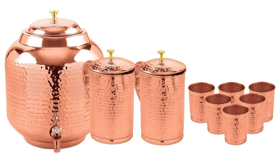 Hammered Design Joint Free Water Pot/Dispenser/Container/Matka/Tank with STand - Image 2 of 4