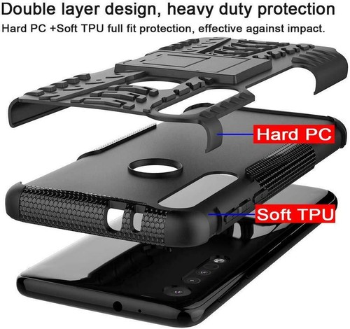 For Motorola One Macro, XT2016 Armour Shockproof Phone Case Cover + Screen Glass - Picture 3 of 17