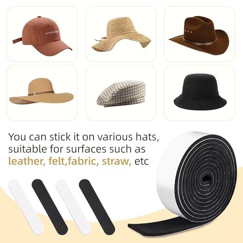 Inserto reductor de tamaño de sombrero de 48 piezas y 2 rollos de cinta de tamaño de sombrero, insertos de sombrero para - Imagen 4 de 7