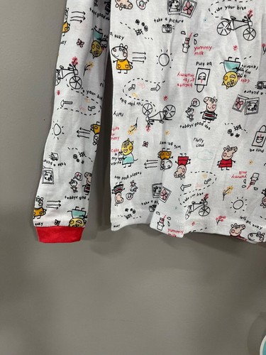 Peppa Pig Girls Snug Fitting Pajama Top, White w/Red Trim Size 5T (top only) - 第 9/12 張圖片