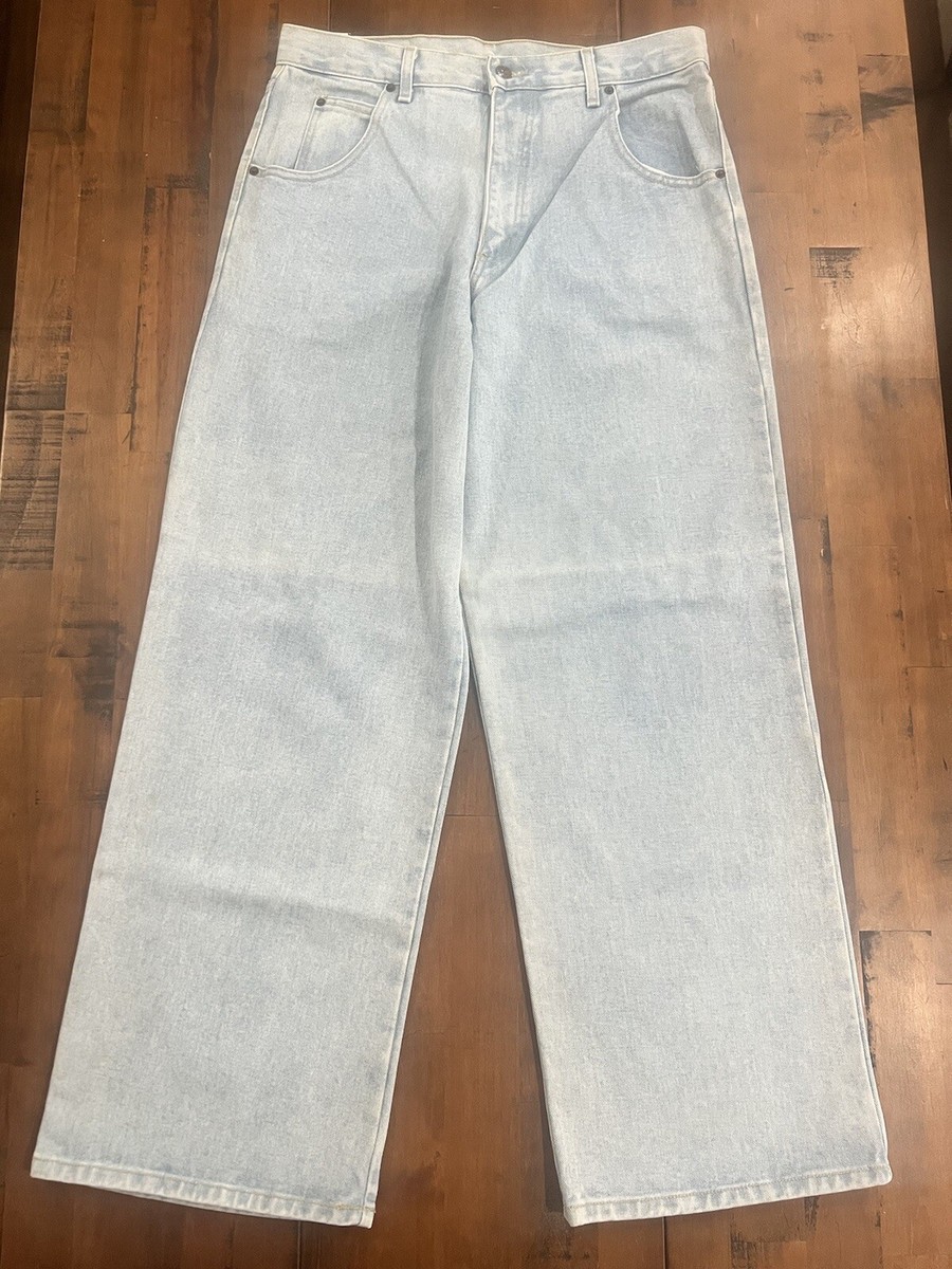 VTG 90s Solo Semore Wide Leg Baggy LIGHT WASH Blue Denim Size 34 
