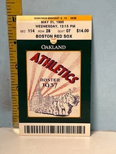 May 31, 1995 Oakland A's vs Red Sox Ticket 1937 Red Elephant Cover Sox Win