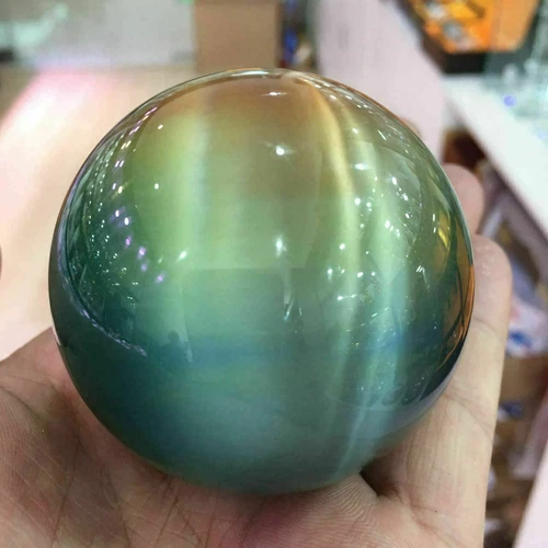 290 g seltene natürliche Quarzfarbe Katzenauge Kristall Heilkugel Kugel 60 mm Ständer - Bild 5 von 6
