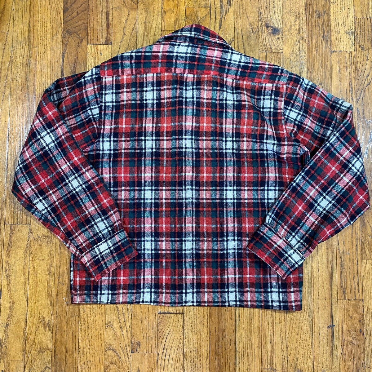 Vintage 50s Buck Skein Joe Plaid Wool Shirt M/L Boxy Flannel Red