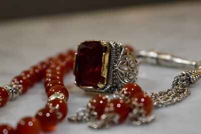 Sultan Red Aqeeq/Agate/Akik Ring