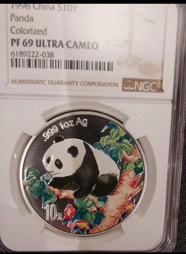 China Commemorative Coins 1998 CHINA S10Y Panda Colorized NGC PF 69 ULTRA CAMEO 