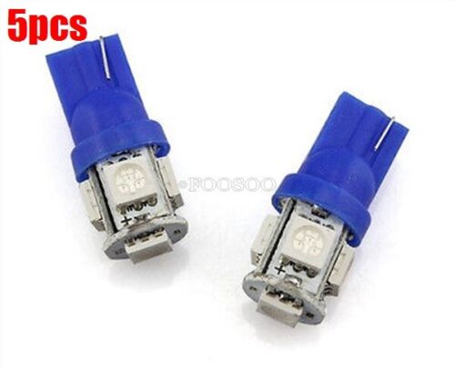 5Pcs T10 194 168 W5W 5 Smd 5050 Blue Led Car Wedge Tail Side Light Lamp 12V rh - Picture 1 of 2
