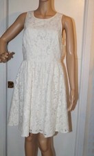 Karen Kane NWT M $148 Cream Lace Peplum Lined Sleeveless Sheath Dress💕