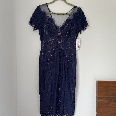 Rene Ruiz collection x Neiman Marcus navy lace and mesh holiday dress size  6 | eBay