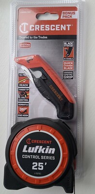 Crescent Lufkin Control Series 25' Tape & Folding Utility Knife Set, NEW