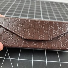 Gucci Eyeglasses Sunglasses Case Logo Embossed Brown Trifold Designer