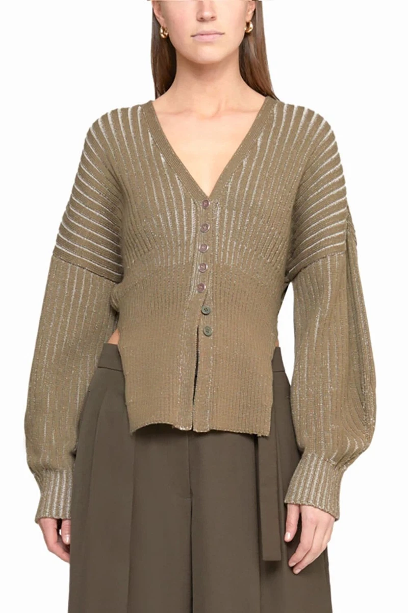 3.1 Phillip Lim Bicolor Rib Long Sleeve Cardigan size XS