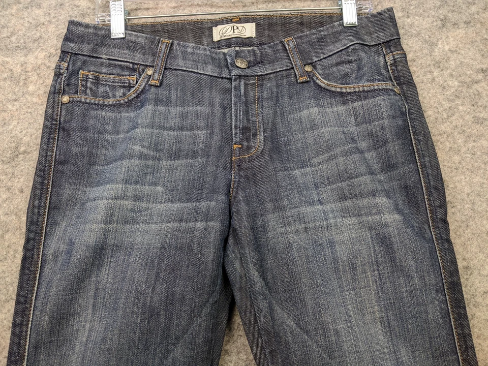 Pantalones de mezclilla Express DPD para mujer 29 tiro bajo acampanados lavado oscuro de lujo premium Foto 3 de 4