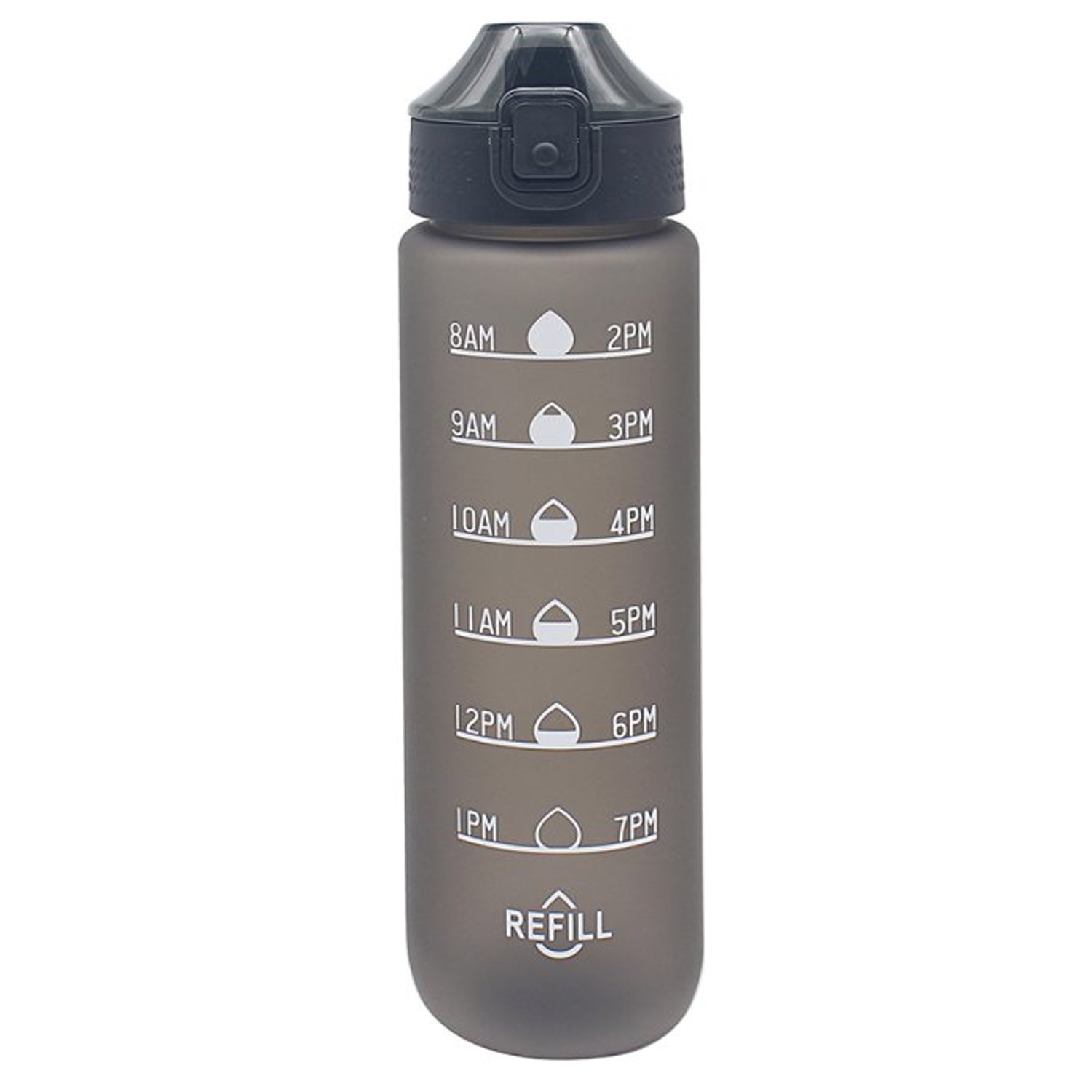  - Water Bottle Black 1L Hydration Slide Lock Leak Proof Reminder Drinking Sports - Image 2