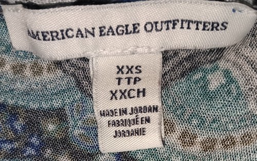 American Eagle Damen blau & grün Neckholder Top rückenfrei fließend Größe XXS - Bild 3 von 4