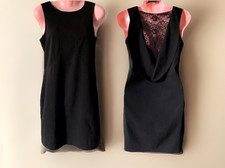 Ladies Black Dress With Back Detail In Lace Size 8 Ex Cond