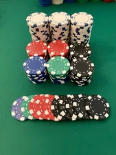 130 Chip Poker Set! Clay Composite 11.5g! Bright Colors! Excellent Condition!