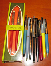 Vintage 10 PC LOT  Sheaffer 1960's Ball Point Pens 1 PENCIL, 1 NIB, 8 BALL