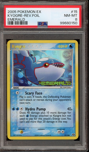 Pokemon Kyogre EX Emerald Reverse Holo Rare #15 PSA 8 - Picture 1 of 2