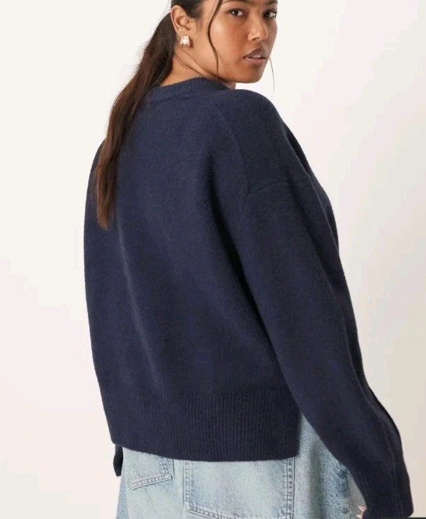 Suéter/detalle dividido lateral talla/2XL cuello redondo cuadrado curvo azul marino de ASOS DESIGN Foto 4 de 4