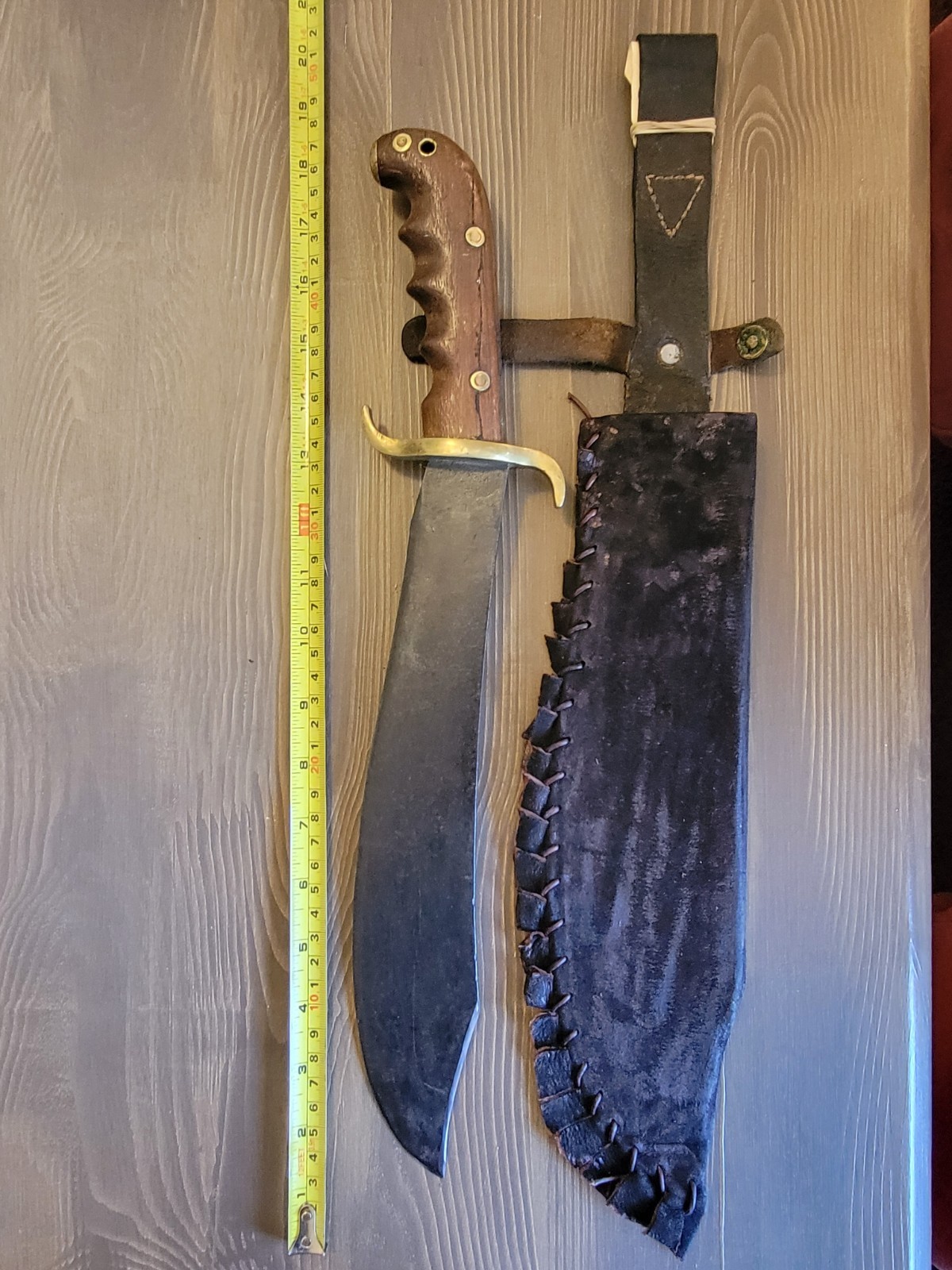 Antique Modified WWI BOLO/Clip-Point Bowie Knife w/Custom Sheath