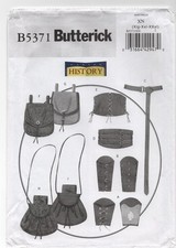 Butterick 5371 Medieval Wrist Bracers Corset Belt Pouch Costume Xlg-XXxl, Uncut