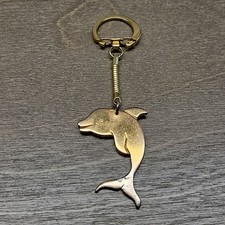 Vintage Metal Dolphin Keychain - Animal Fish Figural 1980s