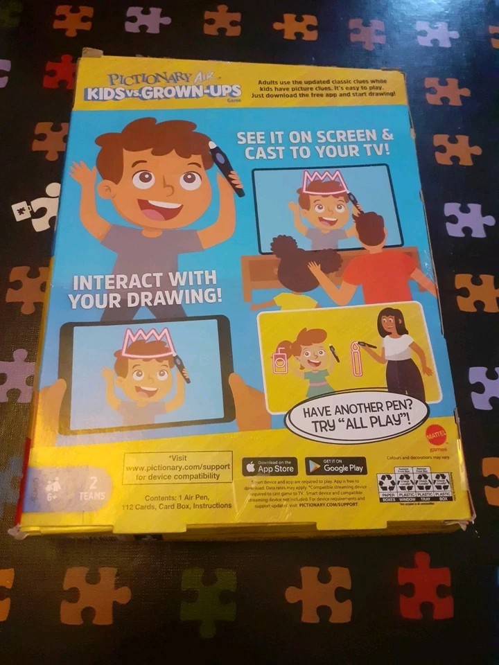 🎲 Pictionary Air Kids Vs Grown Ups Game Mattel 6+ 2 Teams Complete - Image 3 of 3