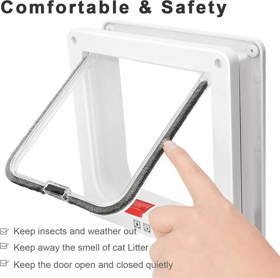 4-Way Safe Lockable Locking Pet Cat Dog Door Brushy Flap Screen L Large Size AU - Image 3 of 4