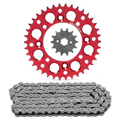 420 Non O-Ring Chain Sprocket Kit 14 Tooth 38T for Honda CR80 CRF110 XR70 Red