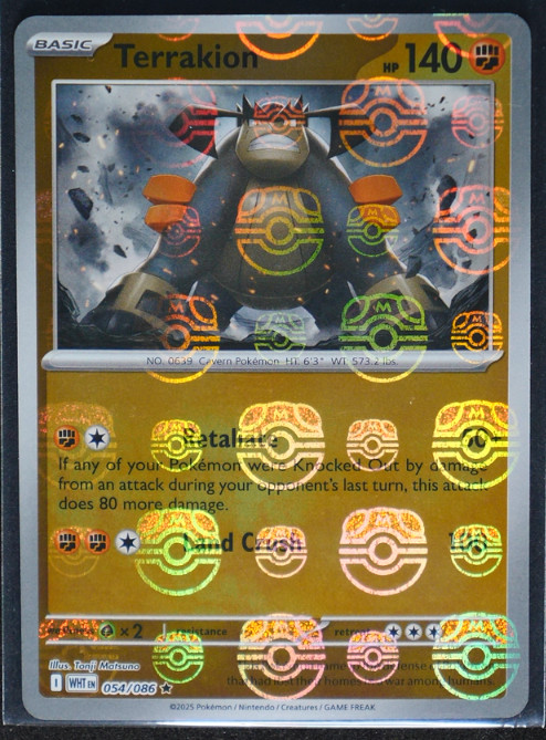 Terrakion (Master Ball Pattern) Holo Rare #054/086 SV: White Flare NM