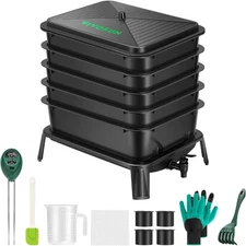 5-Layer Worm Compost Bin, 50L Worm Composter, Easy Setup Inclusive 
