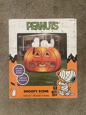 Gemmy Peanuts Snoopy Scene on Pumpkin 8 Ft Tall Airblown Inflatable New