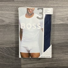 Image of Brand New BOSS Classic Crew Neck Regular Fit T-Shirt 3 pack in white and navy