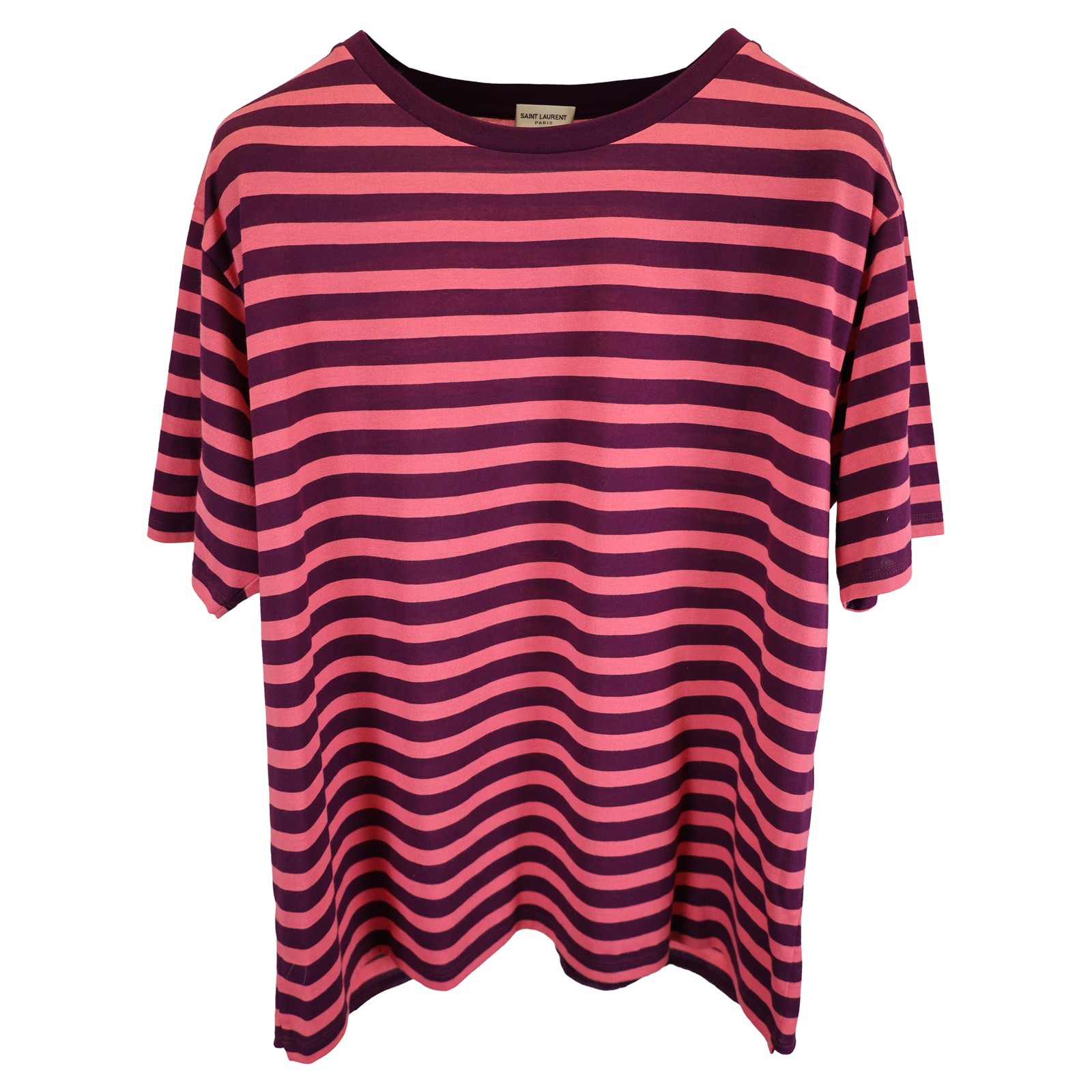 Saint Laurent T Shirt Girocollo a Righe In Cotone Uomo Multicolore Xl