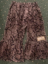 Matilda Jane MA1 Trudy Bell Ruffles velour pants Brown/Black girl size 2 y
