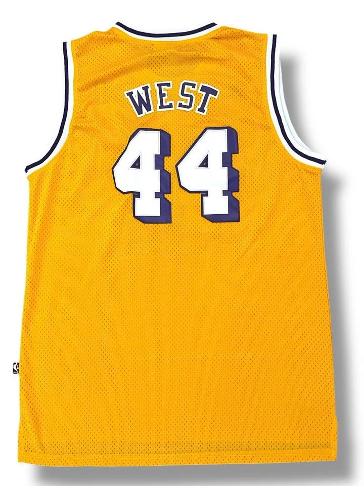 洛杉矶湖人队阿迪达斯哈伍德经典杰里·韦斯特 #44 男式 L 码黄色球衣 NBA — 第 2/4 张图片