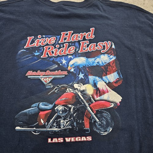 T-shirt Vintage Harley Davidson Cafe Las Vegas Années 90 - Taille 2XL - Coton Acid Wash - Occasion Bon état