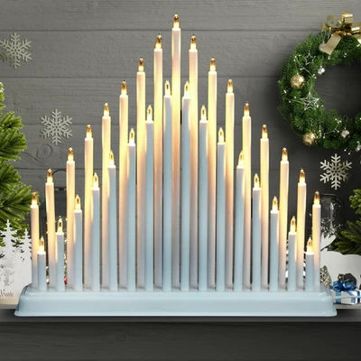 GARDEN MILE 33 LED Christmas Candle Bridge Light Nordic Arch Mains Powered White and Silver