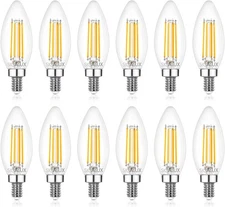 E12 LED Bulb Candelabra Base Dimmable, LED Chandelier Light Bulbs, 60 Watt Eq...